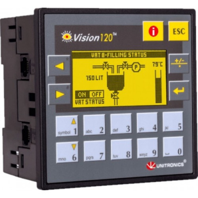 V120-22-T2C Контроллер Vision экран 2.4 дюйма, вх./вых: 10DI, 2AI/DI, 12TO Unitronics V120-22-T2C Контроллер Vision экран 2.4 дюйма, вх./вых: 10DI, 2AI/DI, 12TO Unitronics